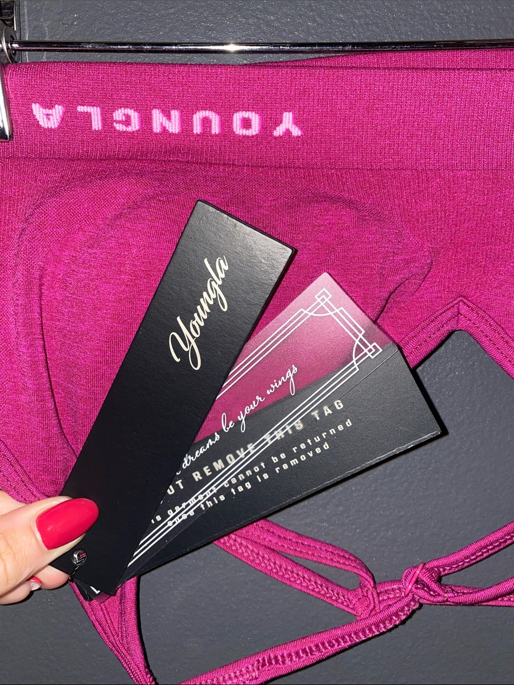 YoungLA Raspberry Seamless Sports Bra and High-Waist Shorts Set. Top NWT. - Picture 4 of 4